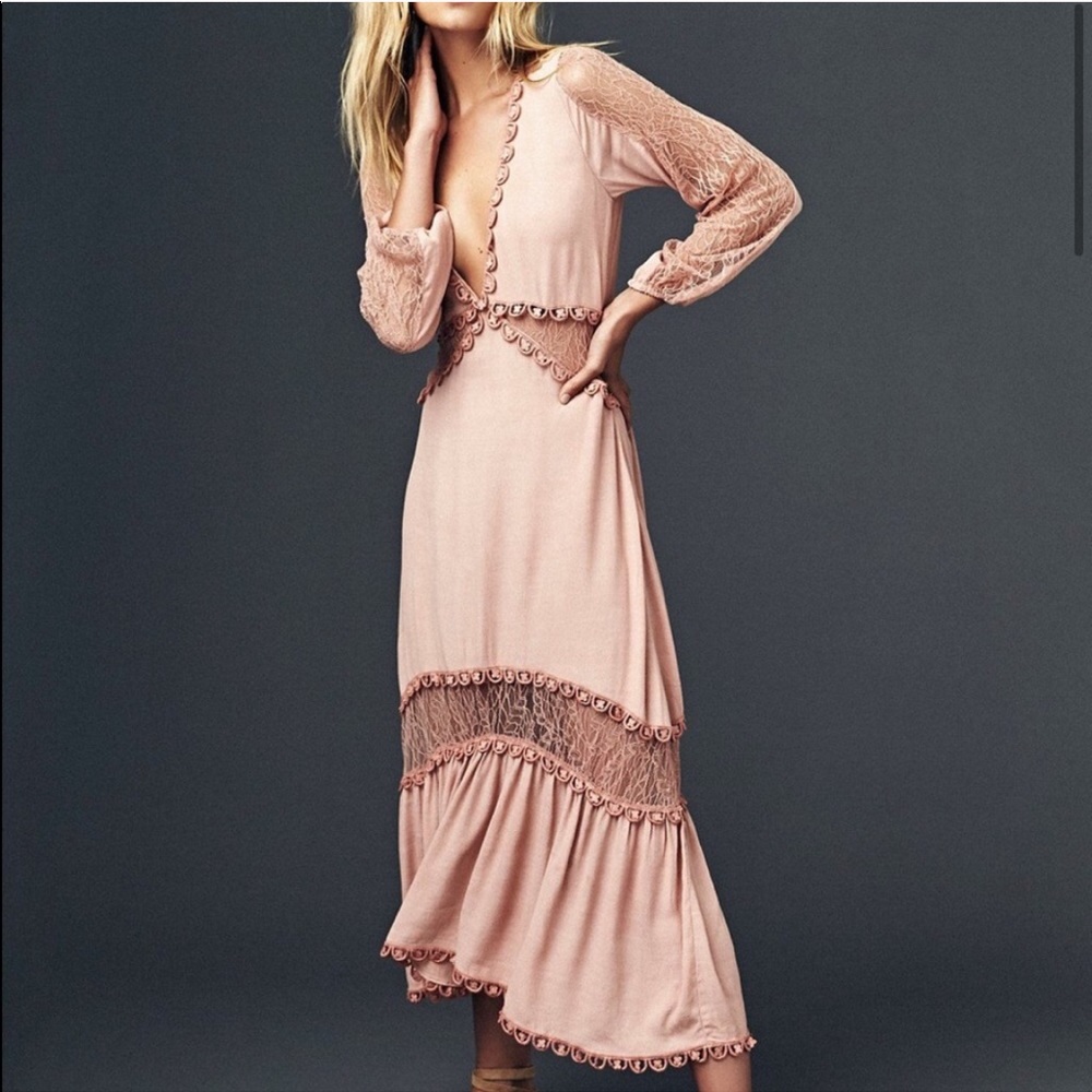 For Love and Lemons Lilou Midi Dress Sz S FL&L EUC - Picture 3 of 16